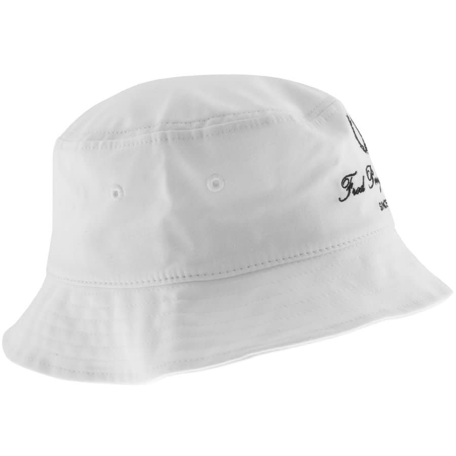 Alternative Image for ProductFred Perry Script Branded Bucket Hat White2